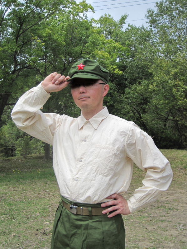 新品官給本物ベトナム戦争65式中国人民解放軍戦闘服上下帽子ベルト人民鞄6点セット